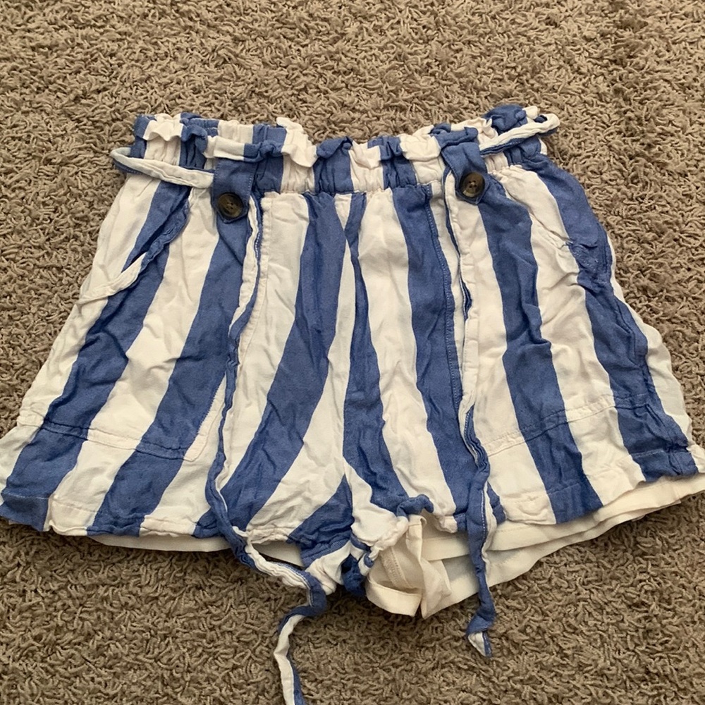 Blue and White Striped America Eagle Shorts